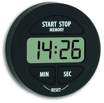 TFA Dostmann Digitaler Timer und Stoppuhr, 38.2022.01, klein und handlich, magnetisch, mit Memory-Funktion, für Küche, Sport oder Studium geeignet, schwarz