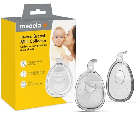 Medela InBra Milchauffangschalen, auslaufsicheres, tragbares Design mit flexiblem Verschluss, anatomischer Form, BPA-frei, einfach zu reinigen und spülmaschinenfest, Fassungsvermögen 30 ml