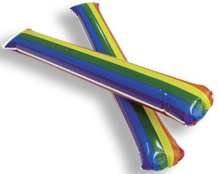 1 Paar (2 Stück) Airsticks / Klatschstangen / Lärmschläger REGENBOGEN - bunt (Lärm-Schläger - Applaus-Schlauch - Bäng Bäng / BängBäng - Pong Pong / PongPong)