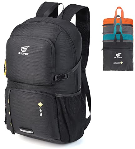SKYSPER Ultraleichter Faltbarer Rucksack 30L mit Trocken-Nass-Tasche | Daypack für Wandern, Reisen, Radtouren und Städtetrips