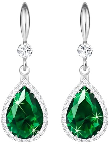 Linawe Stein Ohrhänger für Damen, Ohrringe Hängend Tropfen | Vergoldet, Kupfer, Glitzer, Groß, Kristall, Strass, Zirkonia, Geburtsstein, Lang, Ohrringe mit Stein, Modeschmuck