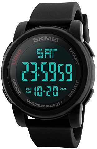 Farsler Herren-Sportuhr, multifunktional, doppelte Zeitzone, 50 m wasserdicht, großes Zifferblatt, Alarm, Stoppuhr, beleuchtete elektronische Uhr für Outdoor-Sportarten