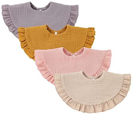 Nishine 4 Stück Unisex Baby Musselin Bandana Sabberlätzchen 360 Grad drehbare Baumwolle Kinderkrankheiten Füttern Sabbern Lätzchen für Jungen Mädchen