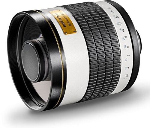 Walimex pro Spiegel Objektiv 800/8,0 DSLR kompatibel mit Sony E – Länge 131mm – für 800mm Brennweite – Vollformat/APS-C Sensor – für Reise Natur Tiere – K-Mount T2-Adapter – 3,5m Naheinstellgrenze