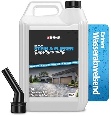 SPRINGER HX1000 Steinimprägnierung 5 L, Nanoversiegelung | Made in Germany | Stein- & Fliesenversiegelung für saugende Untergründe | Nanoversiegelung, biologisch abbaubar