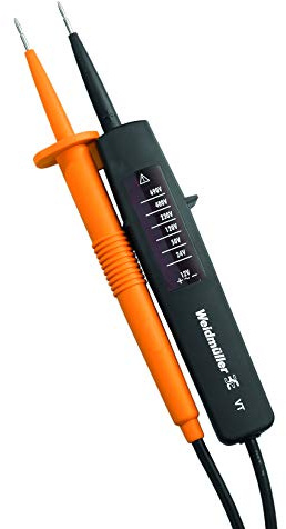 Weidmüller Spannungsprüfer VT (Spannungsanzeige 12 – 690 V AC/DC, Messgerät mit LED-Anzeige, Prüfspitzenschutz, keine Batterie erforderlich, VDE geprüft) 480079, Schwarz