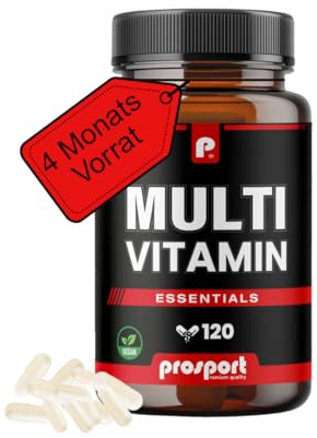 Prosport Premium Multivitamin - 120 Komplex-Kapseln - Nahrungsergänzungsmittel - Vegan und Bioaktiv - Multivitaminkapseln zum täglichen Verzehr