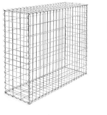 Wiltec Gabione 100 x 100 x 30 cm aus Drahtgitter, feuerverzinkter Gabionenzaun, Steinkorb für Gabionenwand, Gabionen Sichtschutz und Gabionen Hochbeet