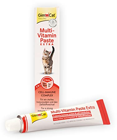 GimCat Multi-Vitamin Paste Extra - Katzensnack mit Fischöl für ein starkes Immunsystem und den Zellstoffwechsel - 1 Tube (1 x 50 g)