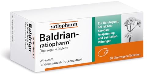 Baldrian-ratiopharm überzogene Tablette: Wirkt beruhigend bei leichter nervöser Anspannung und Schlafstörungen. Mit dem Trockenextrakt aus der Baldrianwurzel. 60 Tabletten