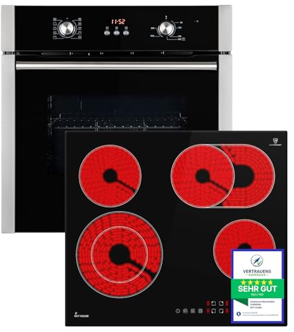 KKT KOLBE Autarkes Herdset | 60cm Einbaubackofen BO8805SS | 59cm Kochfeld CH5901RL | Grill | Heißluft | Automatik-Timer | Wärmeschutzverglasung | Kindersicherung | Knebelbedienung | SET8805CH59RL