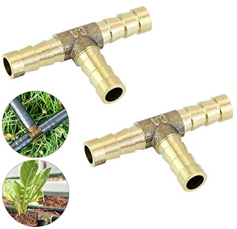 Favengo 2 Stücke Schlauchverbinder Messing T-Stück 3 Wege 8mm Kraftstoffschlauchanschluss Messing Schlauchtülle T-Schlauchverbinder Mesšing Verbindungsstück mit Barb T Formgestaltung für Druckluft-Öl