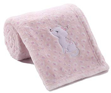 CREVENT Flauschige, warme Fleece-Decke für Mädchen, Kleinkinder, Kinderbett, Kinderwagen, 75 x 100 cm, rosa Katze