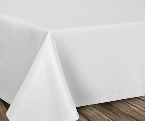 BEAUTEX fleckenabweisende und bügelfreie Tischdecke - Tischtuch mit Lotuseffekt - Tischwäsche in Leinenoptik, Eckig 130x260 cm, Weiss