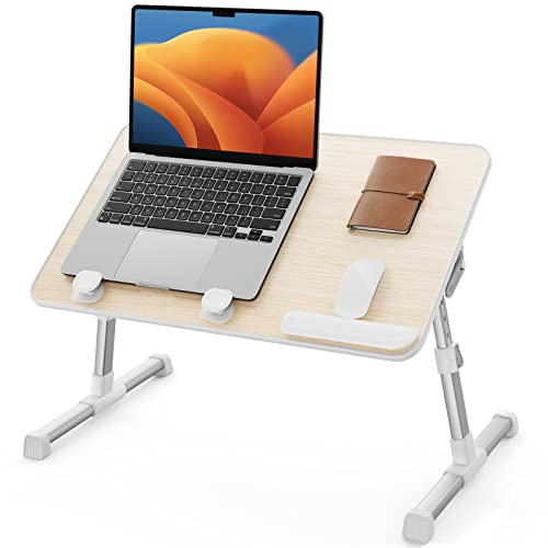 Tisch, SAIJI Betttisch höhenverstellbar, mit 4 einstellbare Winkel, Klappbarer Lapdesk, für Sofa Couch Boden Arbeiten Studieren Lesen Schreiben Essen, Fit bis zu 17" Laptop