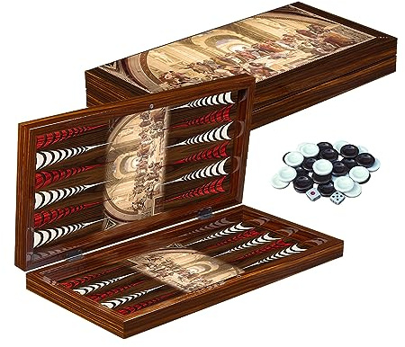 PrimoLiving Deluxe Holz Backgammon Spielset Platon S – 28,5 x 28 cm