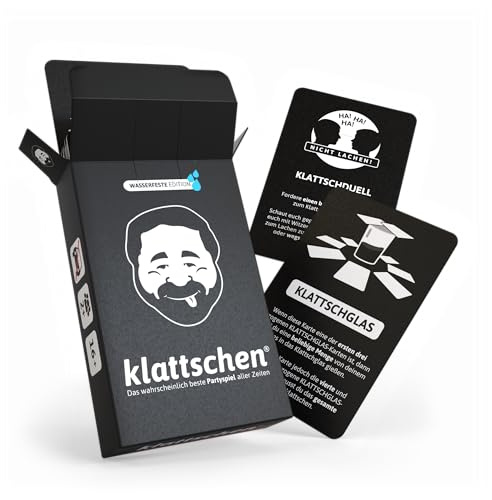 DENKRIESEN klattschen Trinkspiel | Original Edition ab 16 Jahren | Wasserfeste Plastikkarten für JGA, Festivals, Geburtstage und legendäre Trinkspielabende.