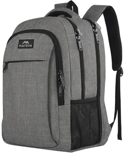 MATEIN Daypacks, Laptop Rucksäcke 17,3 Zoll Anti Diebstahl Tasche Herren Arbeit Rucksack College Laptoprucksack für Männer, Frauen, Arbeit, Reisen, Business, Grau