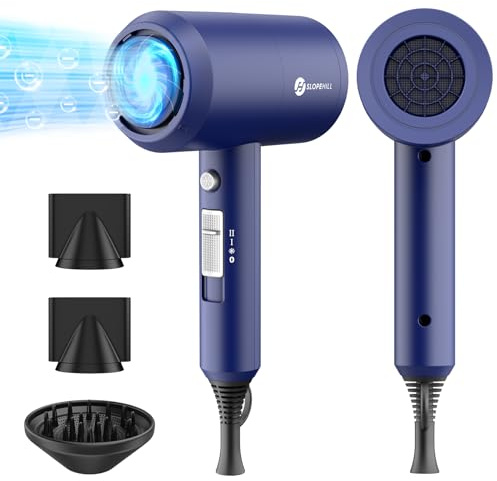 slopehill Ionen Haartrockner 1800W AC Motor Föhn Schnelltrocknen Hair Dryer | Salon Haarfön, Fön Diffusor & Stylingdüse, 3 Heiz-& 2 Gebläsestufen + Abkühlstufe für Zuhause & Reisen (Dunkelblau)