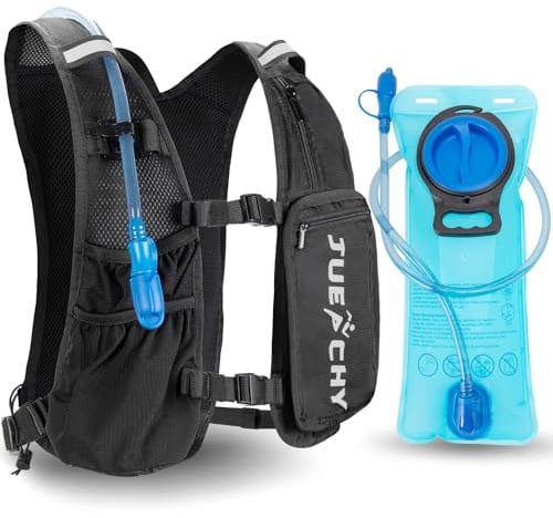 Jueachy Skirucksack Ultraleicht Trinkrucksack mit 2L Trinkblase: Laufvest Herren Damen Hydration Pack - Fahrradrucksack Klein Motorrad Rucksack Laufrucksack für Laufen Radfahren Wandern Joggen