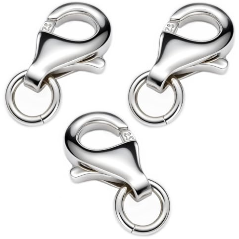 My-Bead Karabinerverschlüsse 925 Sterling Silber 9mm (11mm) Kettenverschlüsse für Ketten Armbänder Colliers Ersatz & Reparatur Karabinerhaken DIY Schmuckzubehör (3 Stück)