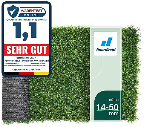 Floordirekt Kunstrasen Outdoor Rasenteppich Meterware - Grasteppich - Rollrasen - Kunststoffrasen - Rasen für Balkon & Garten Rasen Teppichboden für Außen nach Maß 18mm Höhe, Terraza 100x100 cm