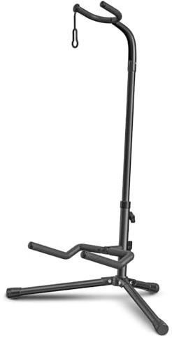 GLEAM Gitarrenständer - Höhenverstellbar für E-Gitarren, Klassikgitarren und Bass, Tragfähigkeit 9 kg, Zubehör, Klapptyp Schwarz (CG-4)