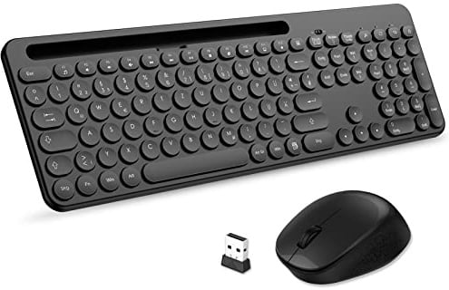 LeadsaiL Tastatur Maus Sets Kabellos,Ergonomische,Funk PC in Standardgröße,Deutsch QWERTZ-Layout, Leise-Klick,12 FN-Tasten Für Windows Computer, macOS, Laptop
