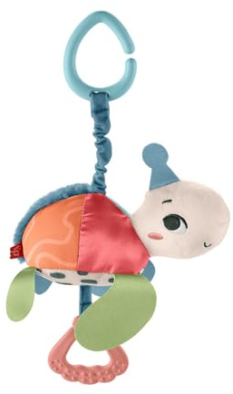 FISHER-PRICE Flotte Schildkröte - Plüsch Kinderwagenspielzeug mit Federbewegung und Rasselgeräuschen, 80% aus recyceltem Stoff und BPA-freiem Beißring, in FSC-zertifizierter Verpackung, HKD62