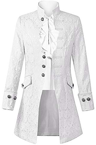 Runcati Herren Steampunk Frack Mantel Smoking Viktorianisch Renaissance Pirat Viking Kostüm Gothic Gehrock Männer Mittelalter Jacke