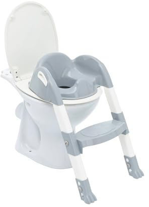 Thermobaby - Kinder-WC-Reduzierer - Kiddyloo - Clever, spielerisch & hygienisch - Verstellbare Beine- Rutschfeste Stufe - Kompaktes Zusammenklappen - Ab 18 Monate - Grau Charme