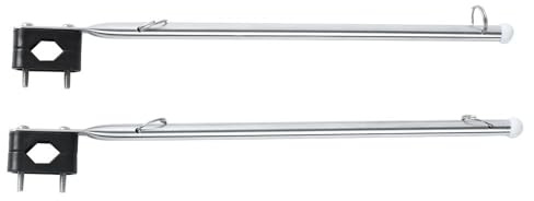 MiOYOOW 2 Stück Marine Flaggenmast, Teleskop Fahnenmast, Boots Fahnenmast Schienenmontage, 15'' Fahnenhalterung Durchmesser 1/2 Fahnenmast Clips für Marine Boot (385mm)