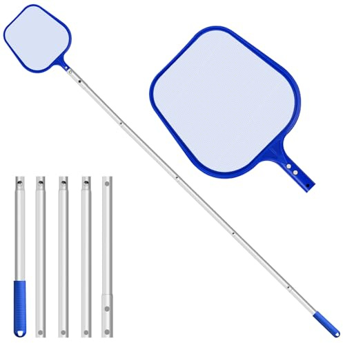Pool Kescher 204cm CNMTCCO Extra Lang - Stabil Teleskopstange & Feinmaschiges Netz für Teich & Pool - Entfernt Laub & Algen Mühelos - Robustes Aluminium Alloy Pole (Nylon-Netz)