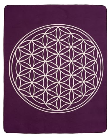 Yogabox Yogadecke Blume des Lebens 150 x 200 cm - regional hergestellt, aubergine/Natur