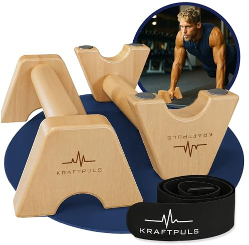 KRAFTPULS® Liegestützgriffe - als Calisthenics Equipment – rutschfeste & nachhaltige Parallettes und Handstand Griffe - ideal als Calisthenics Griffe