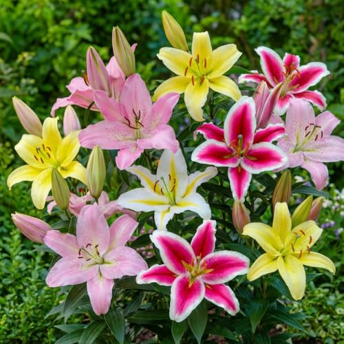 Lilien Zwiebeln Winterhart Mehrjährig - Orientalische Lilien Mix - 15 Stück | Mehrjährig und Winterhart Blumenzwiebeln aus Holland (große Knollen, kein Samen, nicht künstlich)