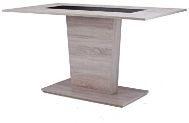 byLIVING Esszimmertisch Vienna/kompakter Küchentisch in Eiche-Optik/Mittel-Einlage in schwarz oder weiß montierbar/Kleiner Esstisch mit Säulenfuß/Säulentisch / 110 x 75 x 70 cm (BxHxT)