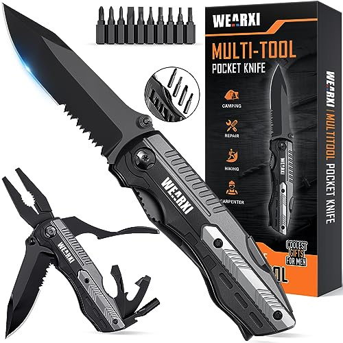WEARXI Geschenke für Männer, Multitool Taschenmesser, Vatertagsgeschenk für Papa, Klappmesser, Geburtstagsgeschenk Gadgets für Männer, Messer Outdoor, Männergeschenke für Papa, Geschenk Vatertag