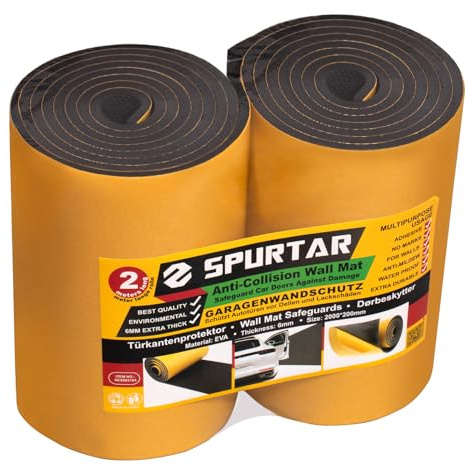 Spurtar Garagen Wandschutz Selbstklebend 4m Extra Lang Schaumstoff Schutz | Wandschutzfolie Türkantenschutz Auto, 4m x 20cm x 0,65cm dicker Schaumstoff Stoßschutz für Garagenwand Selbstklebend