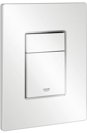 GROHE Skate Cosmopolitan, WC Abdeckplatte (wassersparende Betätigungsplatte, senkrechte oder waagerechte Montage, Drückerplatte mit Start & Stopp-Betätigung), alpinweiß, 38732SH0