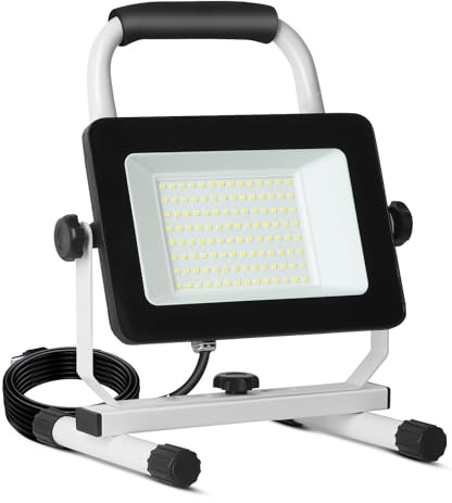 JOYDEER 60W 6000 Lumen LED Baustrahler Arbeitsleuchte im Freien, Wasserdichtes Arbeitsscheinwerfer mit Dimmbare Schalter,Werkstatt Arbeitslicht mit Netzkabel für Garage Auto, Außenbeleuchtung