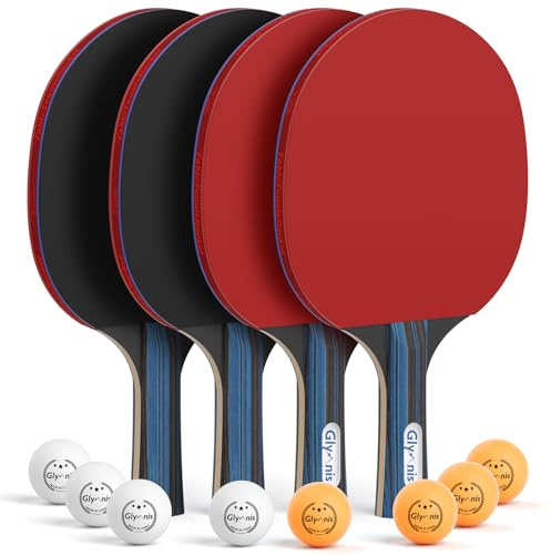 Glymnis Tischtennisschläger, Tragbares Tischtennis Set mit Tischtennisschläger, Tischtennisbälle und Aufbewahrungstaschec für Anfänger, Familien und Profis