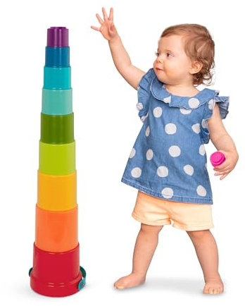 Battat - Tassen aufstapeln - Stapelspielzeug - Lern- und Geschicklichkeitsspielzeug - Stapelbecher Set - Wasser & Strand Spielzeug - 18 Monate +