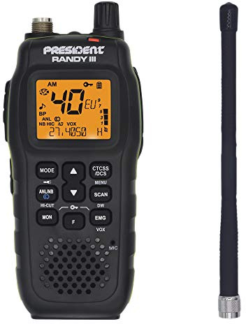 President Randy III ASC CB-Handfunkgerät Schwarz AM/FM 40 Kanäle 1800mAh Akku VOX ASC ANL NB HI-CUT