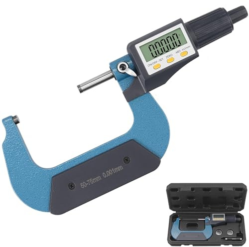 XUNTOP Mikrometer Digital 50-75mm Elektronische Mikrometer Hohe Präzision Bügelmessschraube mit LCD-Display Länge Messwerkzeug Mikromessschieber 0,001 mm/0,00005 ''