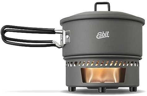 Esbit Trockenbrennstoffkochset - Outdoor Camping Kocher 1000 ml mit Aluminium Topf - klappbare Griffe - Campingkocher Set