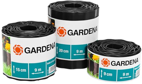 Gardena Beeteinfassung 9 cm hoch: Ideale Beet-Eingrenzung, auch für Rasenkanten, 9 m, gegen Wurzelausbreitung, Kunststoff, braun (530-20)