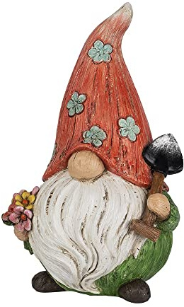 Ideen mit Herz Deko-Figur Wichtel mit Schaufel | Garten | Gartenzwerg für außen | 21 cm hoch | 13 cm breit