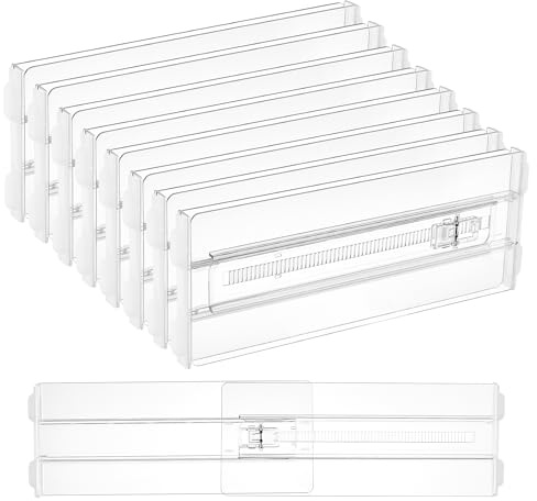 Vtopmart 8 Pack Schubladentrenner, (25.6-41.6cm) Schubladentrenner Verstellbar, Transparente Schubladenteiler Geeignet für Schubladen mit einem Innendurchmesser von 25,6-41,6 cm