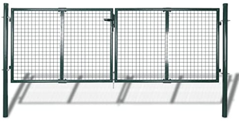 HUAKEHOM Gartentor Doppeltor Zauntür Tor Garten Zaun Pforte Verzinkter Gartentür Zauntor Hoftor 289x125 cm/306x175 cm Stahl Grün